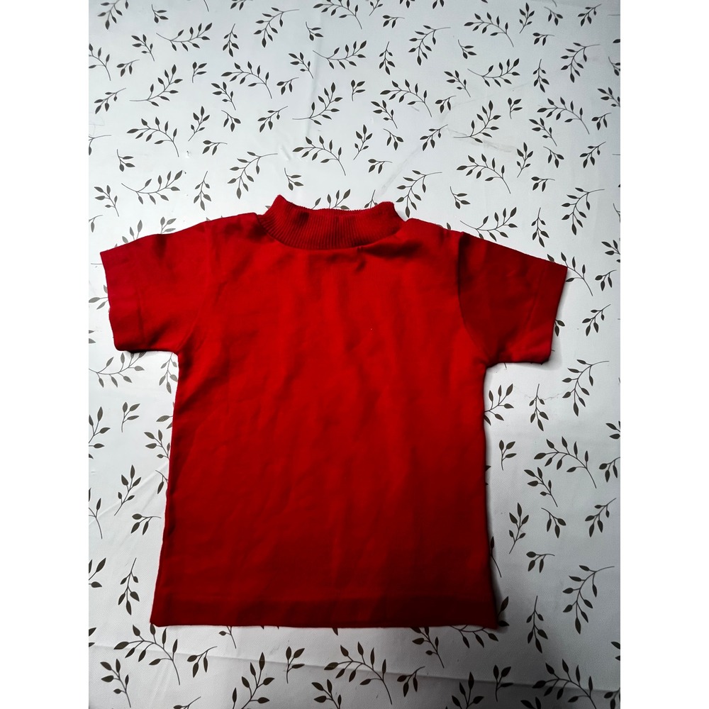 Vintage Health-tex Kids Red Short Sleeve Mock Neck T-Shirt USA 3T 80s 90s